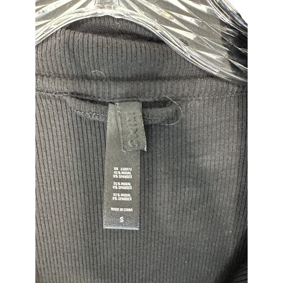 Skims Black Ribbed Loungewear Button Front Soft Lounge Sleep Shirt Size Small - Picture 3 of 13